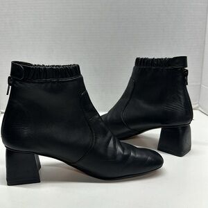 Stuart Weitzman Boots Ankle Booties Leather Square Toe Heeled Zip Black Size 6